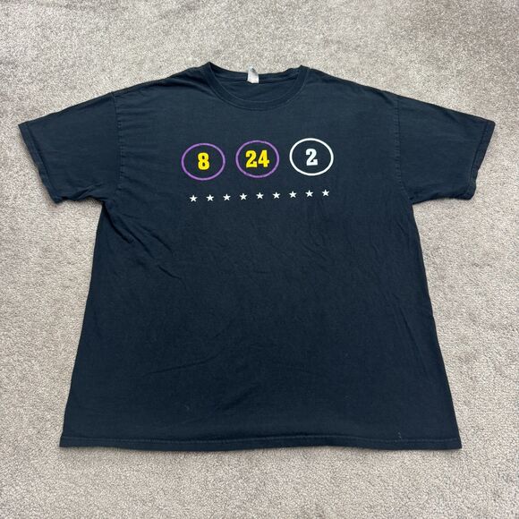 Fruit Of The Loom Kobe Bryant 8 24 2 NBA Lakers Graphic T-Shirt Men XL Black Tee - Picture 1 of 16